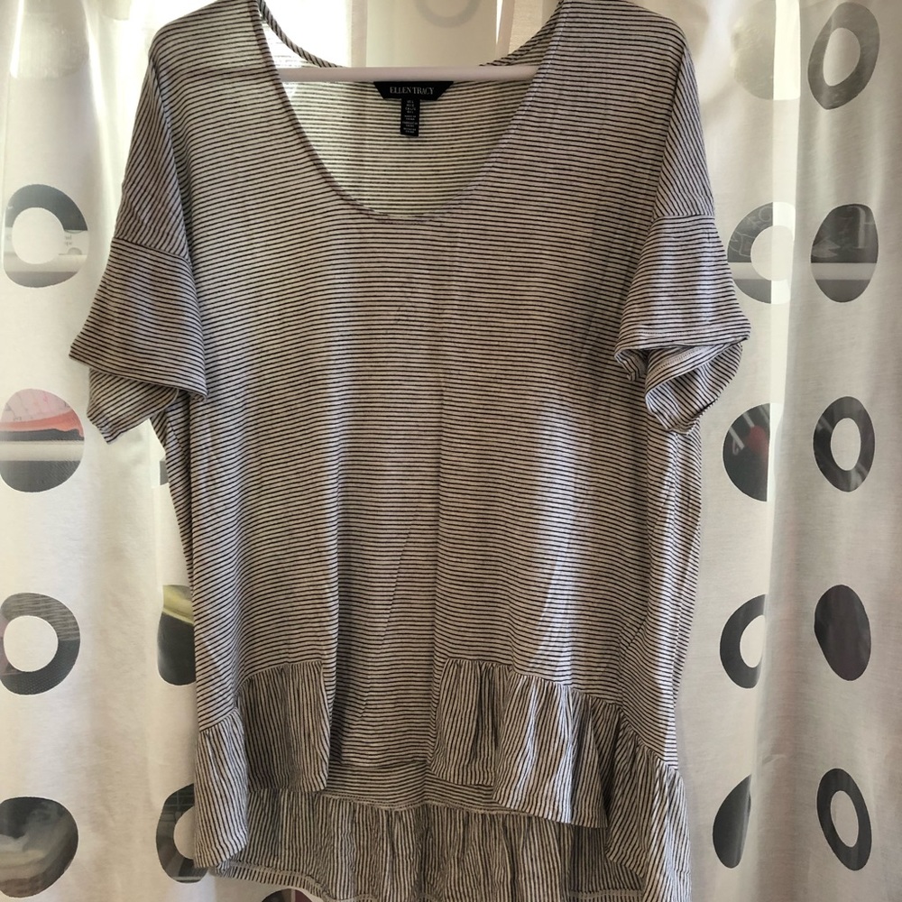 Ellen Tracy white with black stripes top